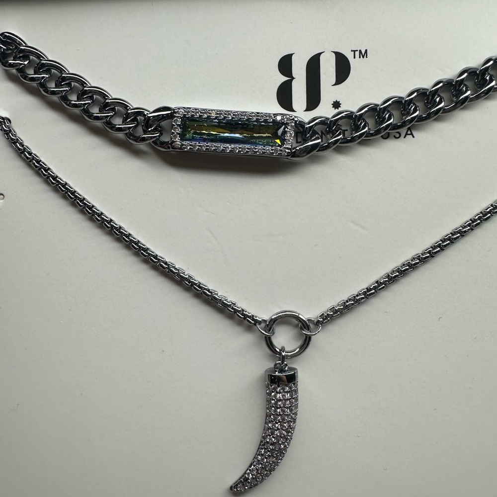 Luxe Layer, lab created blue green rainbow cubic zirconia with hematite plating